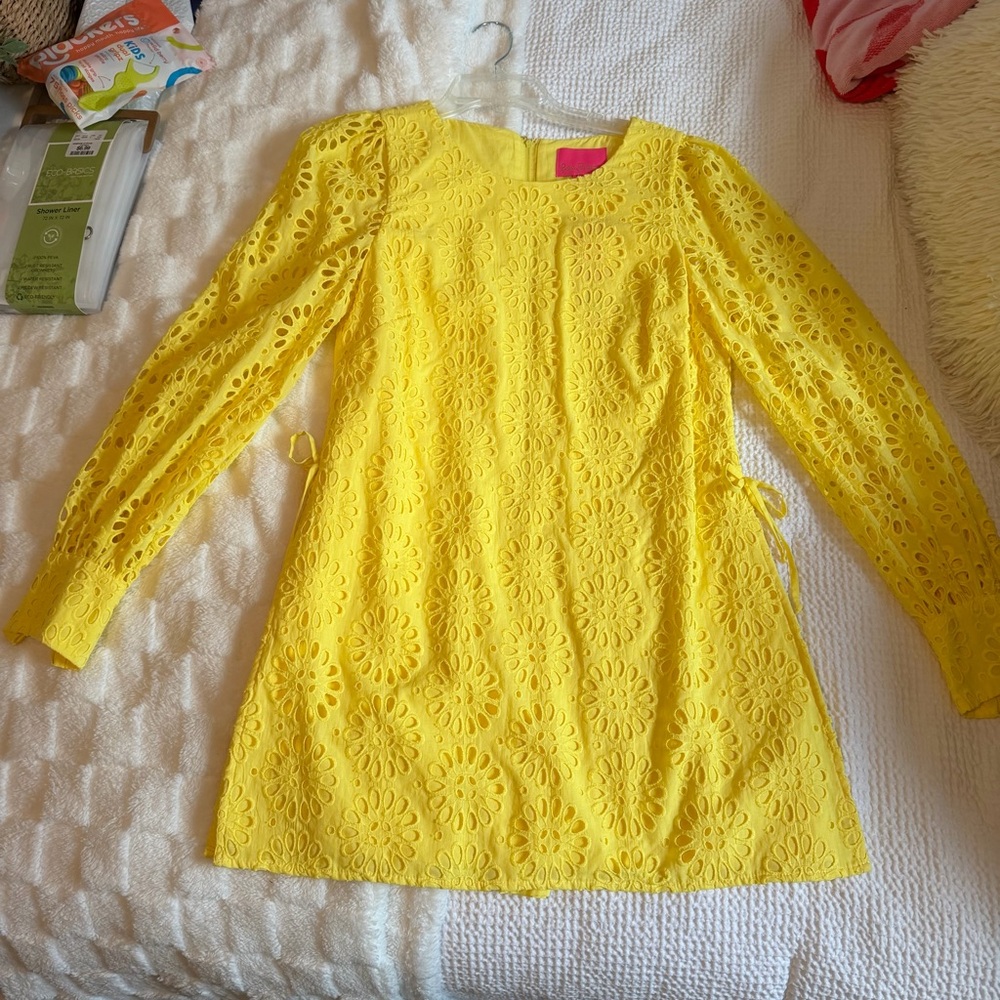 Lilly Pulitzer Bright Yellow Eyelet Long-Sleeve Dress